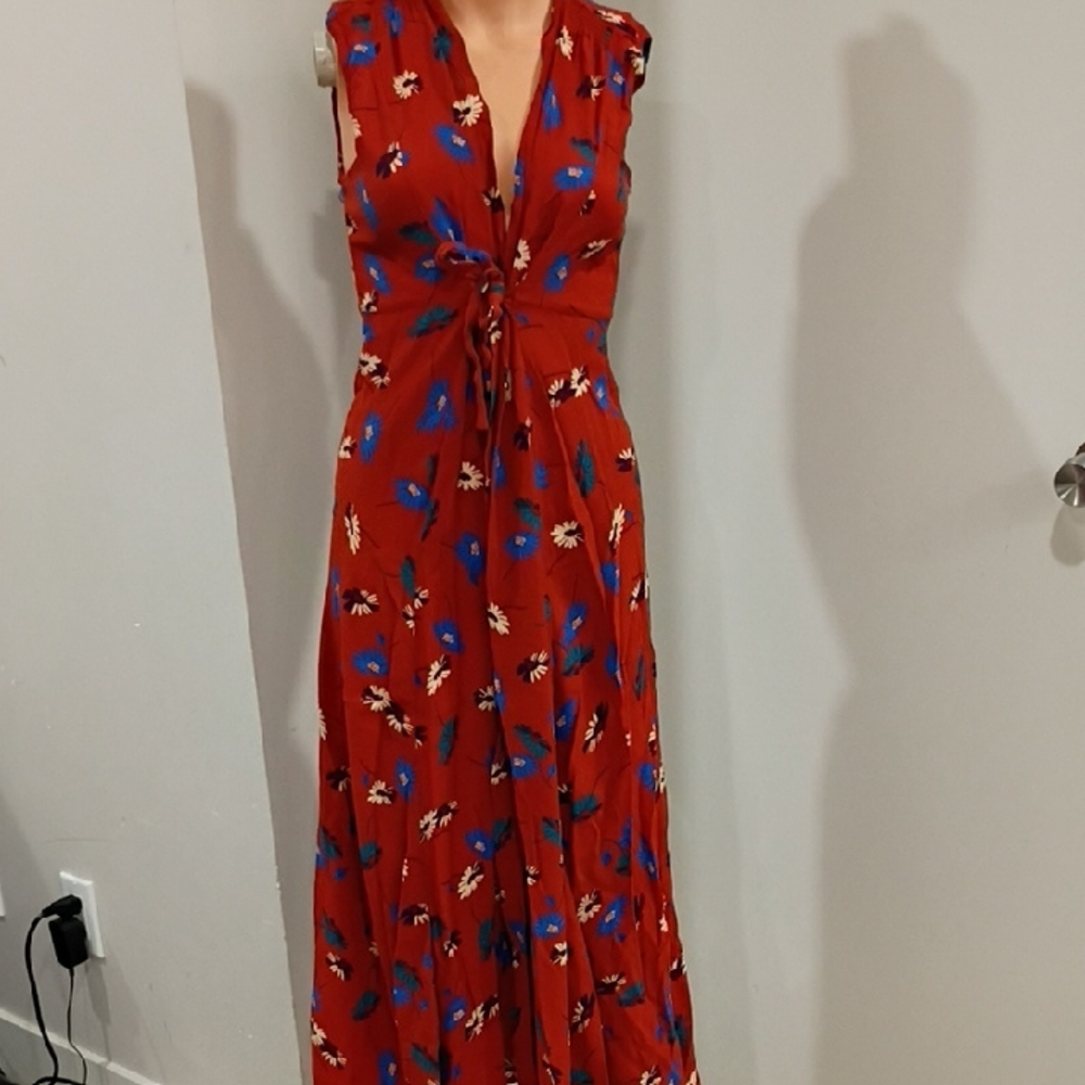 FP Movement by Free People Red and Blue Floral Maxi Dress